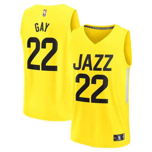 Rudy Gay Utah Jazz Fanatics Branded Youth Fast Break Player Jersey - Icon Edition - Yellow