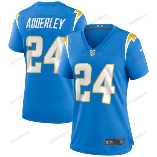 Nasir Adderley 24 Los Angeles Chargers Women's Game Jersey - Powder Blue