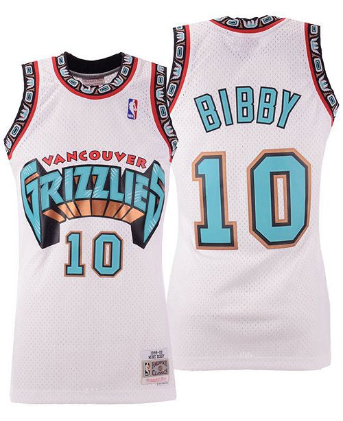 Men's Vancouver Grizzlies Mike Bibby Mitchell & Ness White Hardwood Classics Swingman Jersey