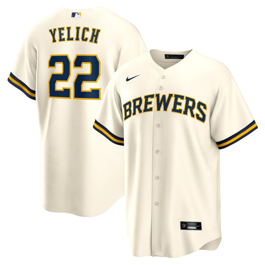 Men's Christian Yelich Nike Brewers Alternate Replica Jersey - Off White