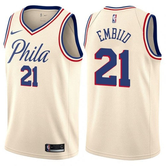 Men's Philadelphia 76ers Joel Embiid Swingman Jersey City Edition Cream