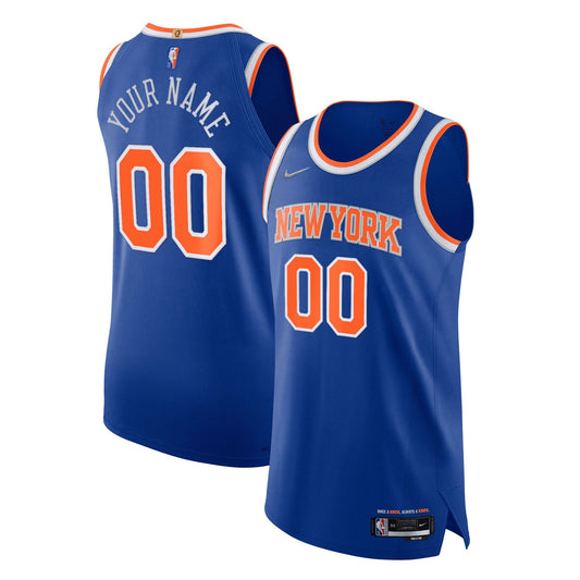 New York Knicks Nike 2021/22 Diamond Swingman Authentic Custom Jersey - Icon Edition - Blue