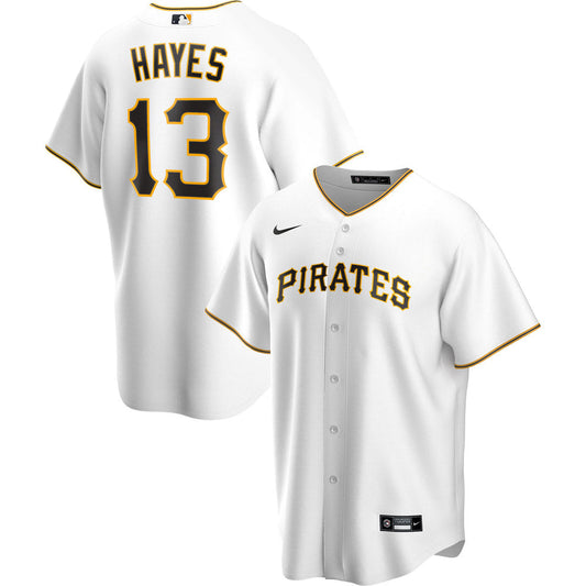 Men's Pittsburgh Pirates Ke??Bryan Hayes Cool Base Replica Home Jersey - White