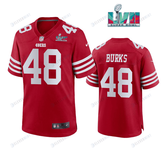 Oren Burks 48 San Francisco 49Ers Super Bowl LVII Men Game Jersey- Scarlet