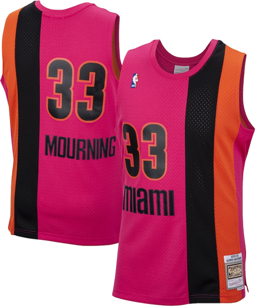 Men's Miami Heat Alonzo Mourning Mitchell & Ness Hardwood Classics Reload 2.0 Swingman Jersey - Pink