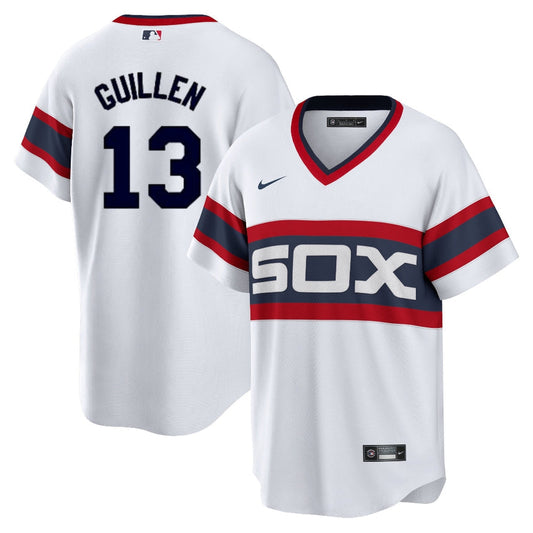 Men's Ozzie Guillen Chicago White Sox Sunday 1983 Alternate White Premium Stitch Replica Jersey