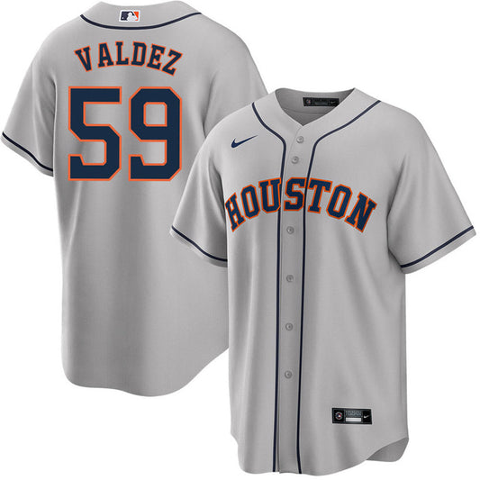 Men's Houston Astros Framber Valdez Cool Base Replica Road Jersey - Gray