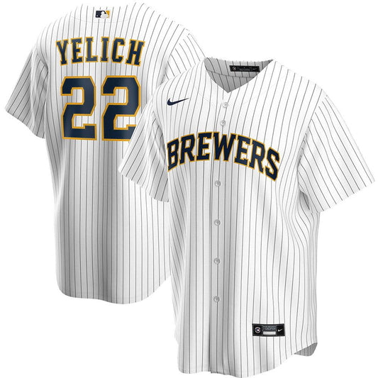 Mens Milwaukee Brewers Christian Yelich Cool Base Replica Jersey White