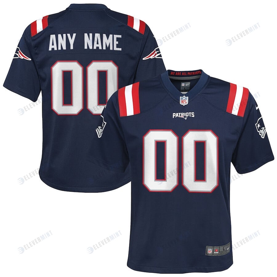 New England Patriots YOUTH Custom Game Jersey - Navy