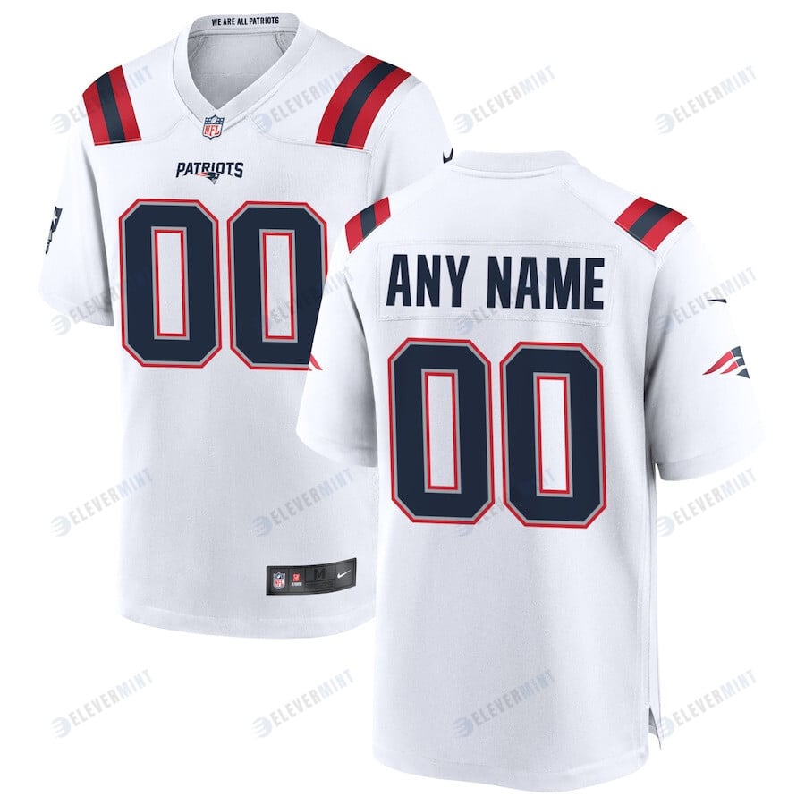 New England Patriots Men Custom Game Jersey - White