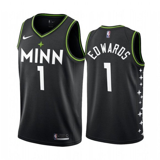 Mens Minnesota Timberwolves Anthony Edwards City Edition Jersey Black