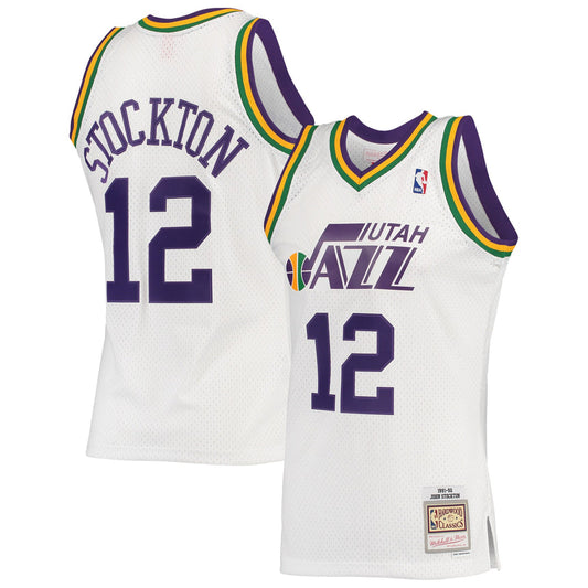 Men's Mitchell & Ness John Stockton Utah Jazz White 1991-92 Hardwood Classics Swingman Jersey