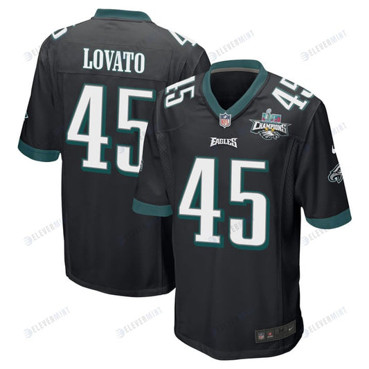 Rick Lovato 45 Philadelphia Eagles Super Bowl LVII Champions 2 Stars Men Game Jersey - Black