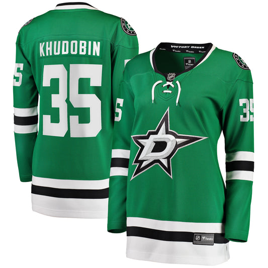 Anton Khudobin Dallas Stars Fanatics Branded Women's Home Breakaway Player Jersey - Kelly Green