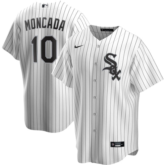 Men's Yoan Moncada Chicago White Sox White Home Premium Stitch Replica Jersey