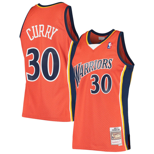 Men's Mitchell & Ness Stephen Curry Orange Golden State Warriors 2009-2010 Hardwood Classics Swingman Jersey