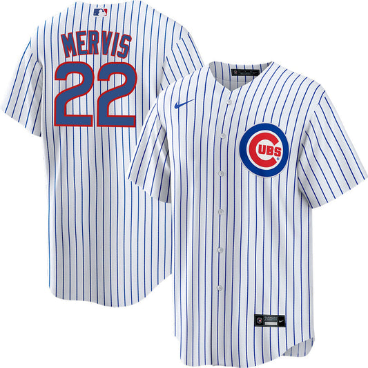 Men's Matt Mervis Chicago Cubs Home White Premium Stitch Replica Jersey