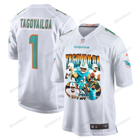 Tua Tagovailoa 1 Miami Dolphins Hawaiian Hero Game Jersey, White- Men