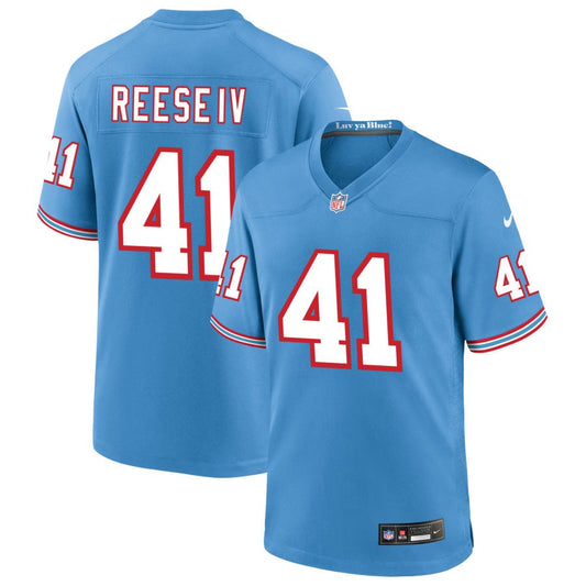 Otis Reese IV Tennessee Titans Nike Oilers Throwback Game Jersey - Light Blue