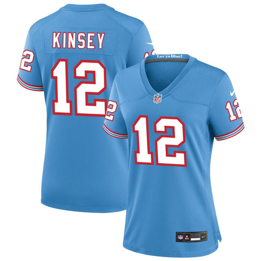 Mason Kinsey Tennessee Titans Nike Women's Oilers Throwback Game Jersey - Light Blue