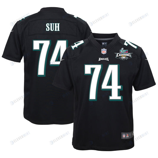 Ndamukong Suh 74 Philadelphia Eagles Super Bowl LVII Champions 2 Stars Youth Game Jersey - Black