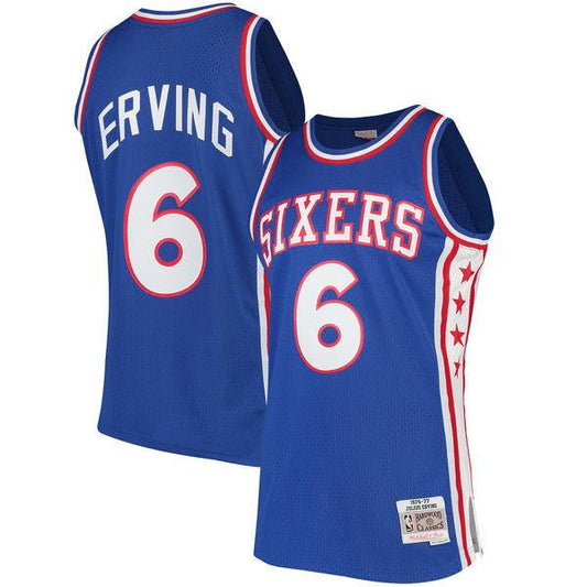 Mens Philadelphia 76ers Julius Erving Mitchell & Ness Royal Hardwood Classics Swingman Jersey