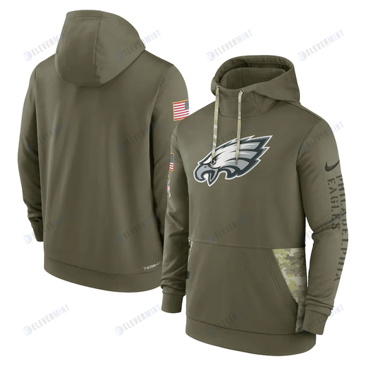 Philadelphia Eagles 2022 Salute to Service Therma Performance Pullover Men Hoodie - Olive