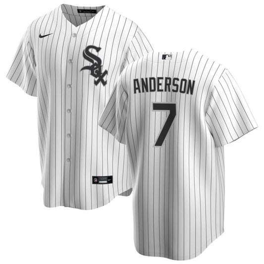 Men's Tim Anderson Chicago White Sox White Home Premium Stitch Replica Jersey