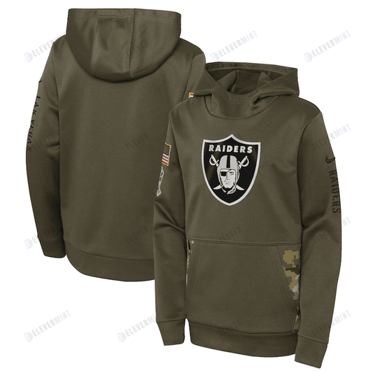 Las Vegas Raiders Youth 2022 Salute To Service Performance Pullover Hoodie - Olive