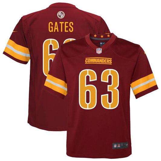 Nick Gates Washington Commanders Nike Youth Game Player Jersey - Burgundy