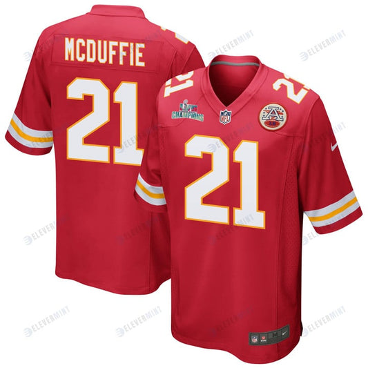 Trent McDuffie 21 Kansas City Chiefs Super Bowl LVII Champions Men Game Jersey - Red