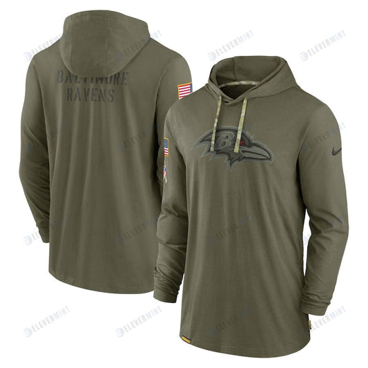 Men Baltimore Ravens 2022 Salute to Service Tonal Pullover Hoodie - Olive