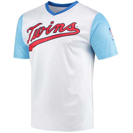 Men's  Stitches Twins Cooperstown Wordmark V-Neck Jersey - White