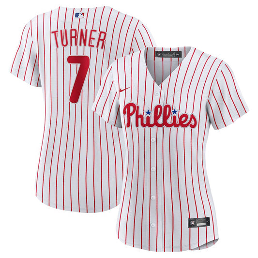 Women's Philadelphia Phillies Trea Turner Cool Base Replica Home Jersey - White