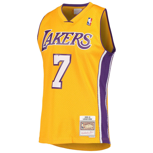 Men's Lamar Odom Mitchell & Ness Lakers 2001/02 Hardwood Classics Swingman Jersey - Gold