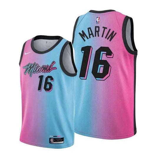 Men's Miami Heat Caleb Martin City Edition Jersey - Neon Pink/Blue