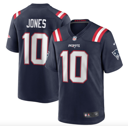 Youth New England Patriots Mac Jones Navy Blue Game Jersey