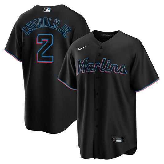 Men's Miami Marlins Jazz Chisholm Jr. Alternate Player Jersey - Black