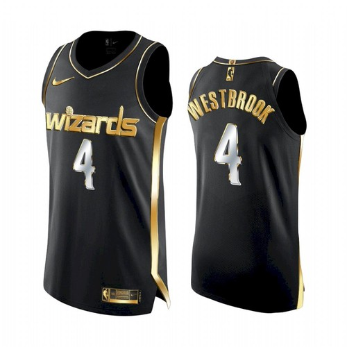 Men's Washington Wizards Russell Westbrook Swingman Jersey Black Gold