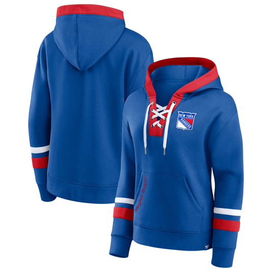 New York Rangers Fanatics Branded Women's Bombastic Exclusive Lace-Up Pullover Hoodie - Blue