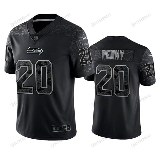 Rashaad Penny 20 Seattle Seahawks Black Reflective Limited Jersey - Men