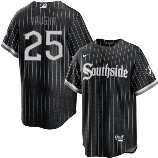 Men's Andrew Vaughn Chicago White Sox Black City Connect Premium Stitch Replica Jersey