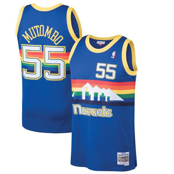 Mens Denver Nuggets Dikembe Mutombo Mitchell & Ness Blue 1991-92 Hardwood Classics Swingman Jersey