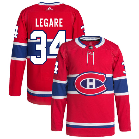 Nathan Legare Montreal Canadiens adidas Home Primegreen Authentic Pro Jersey - Red