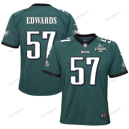 T.J. Edwards 57 Philadelphia Eagles Super Bowl LVII Champions 2 Stars 2 Stars Youth Game Jersey - Black