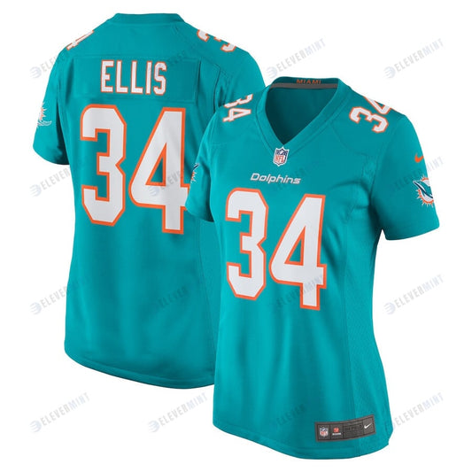 Tino Ellis 34 Miami Dolphins Women Home Game Jersey - Aqua