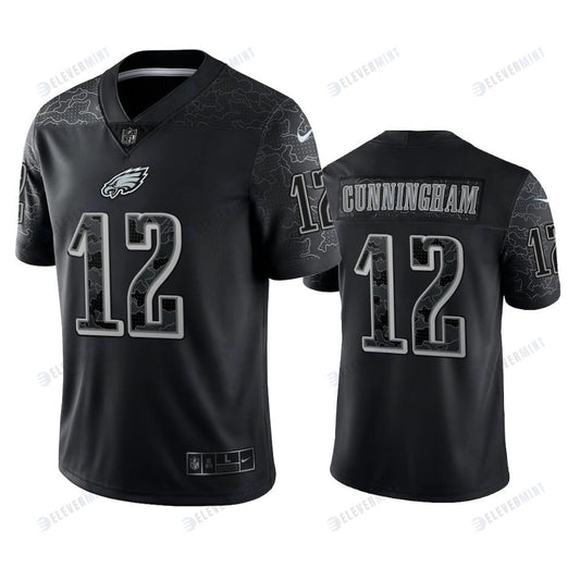 Randall Cunningham 12 Philadelphia Eagles Black Reflective Limited Jersey - Men