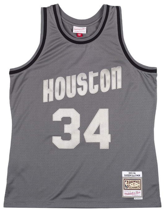 Men's Olajuwon Hakeem Mitchell & Ness Rockets Swingman Metal Jersey - Grey